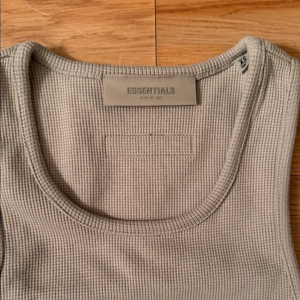 Essentials Ribbed Beige Tank Top - Picture 2 of 6